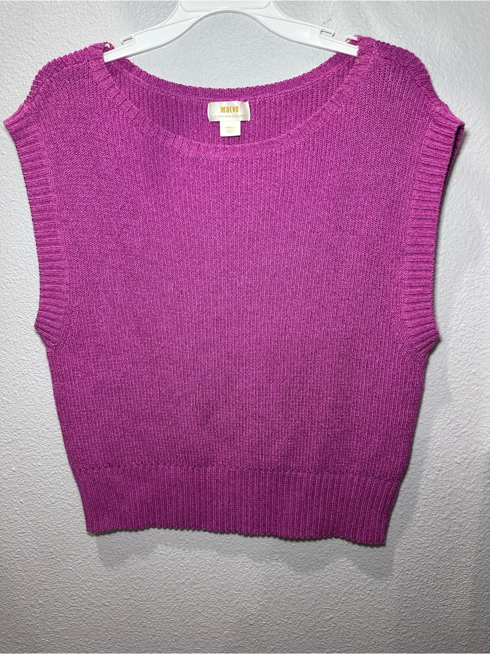Maeve Bright Magenta Knit Sleeveless Pullover